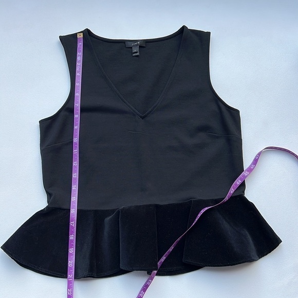 J Crew‎ Velvet Peplum Black Top small holiday office sophisticated structured - Picture 4 of 6